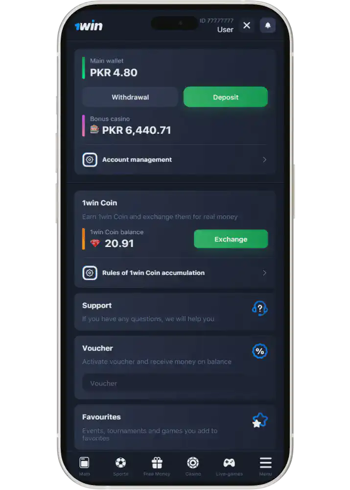 1win app account