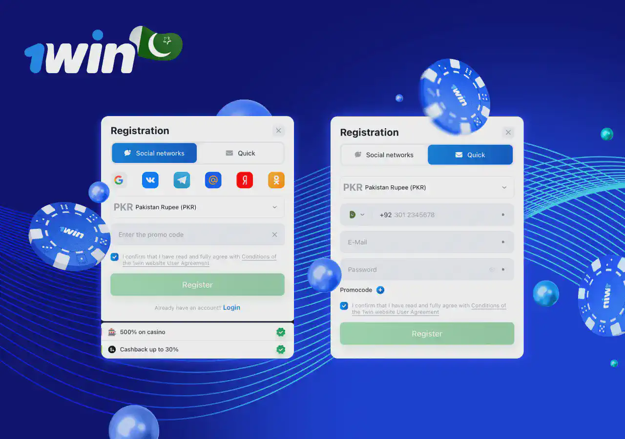 1win registration options