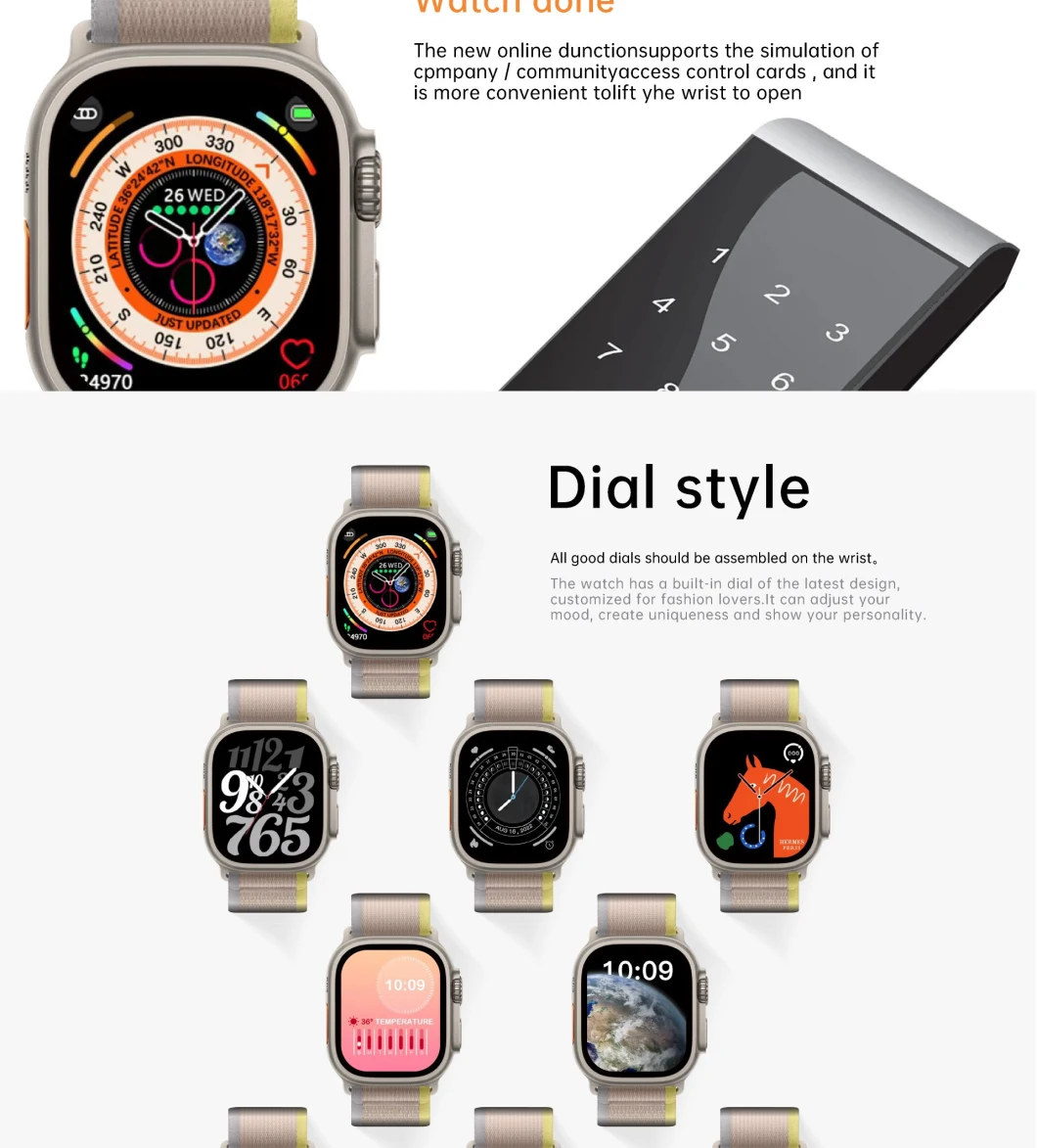 2022 New Ultra 8 Smartwatch Series 8 I S8 49mm 1.99 Inch Screen 4 Small Game Dual Straps Ultra8 Smart Watch
