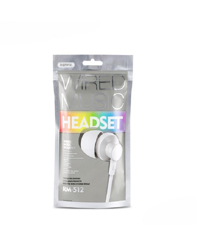 Remax RM-512 Newest Stereo Wired Music Earphone with Microphone - White