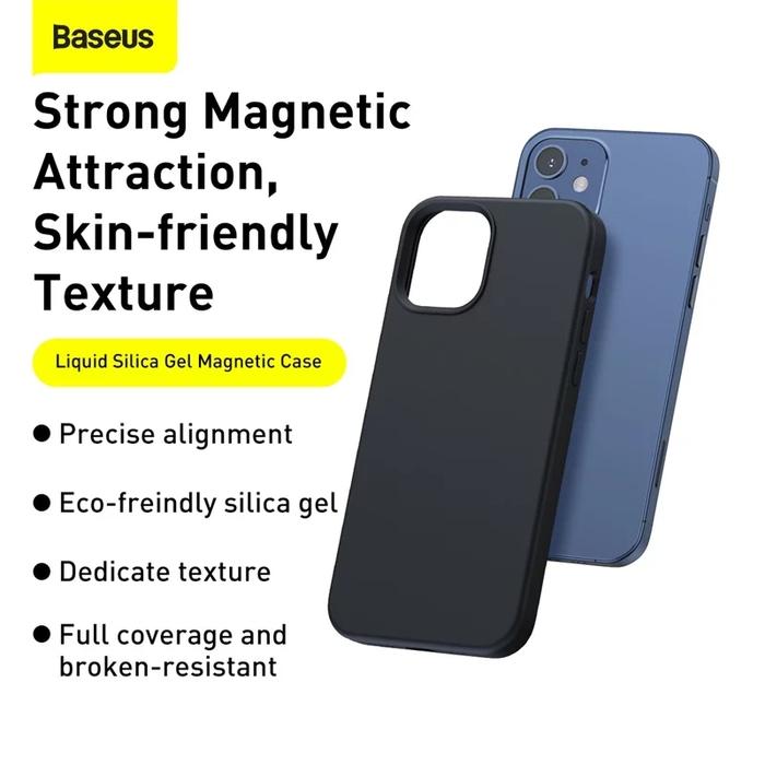 Baseus Magnetic Phone Cover For iPhone 12-12 Pro Liquid Silica Gel Magnetic Case Simple Protector Back Cover For iPhone