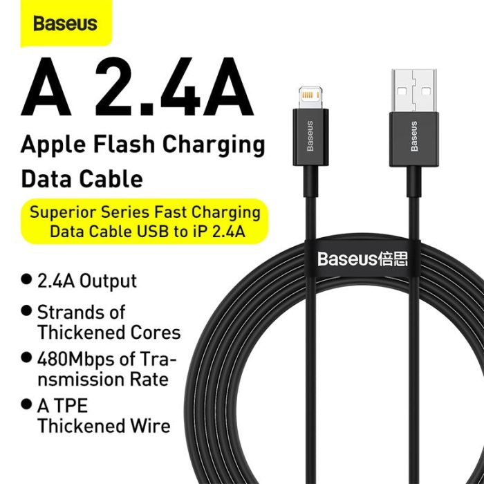 Baseus Superior Series IPhone Fast Charging Cable 2.4A 1M