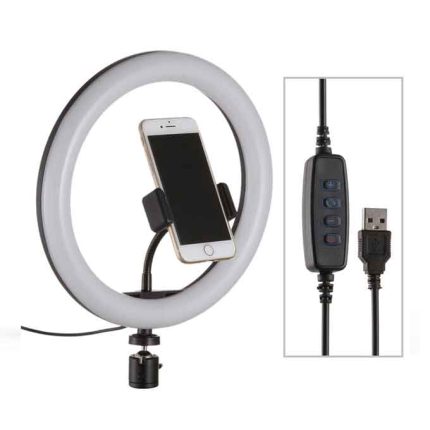 Ring Light With Mobile Holder 26cm for Live Streaming, Youtube Videos And Makeup - Black