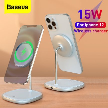 Baseus Wireless Charger Swan Magnetic Desktop Bracket For Iphone 12 Black-White