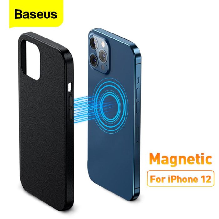 Baseus Magnetic Leather Case For iPhone 12 Pro Max Phone Cover Original For iPhone Case Full Cover Simple