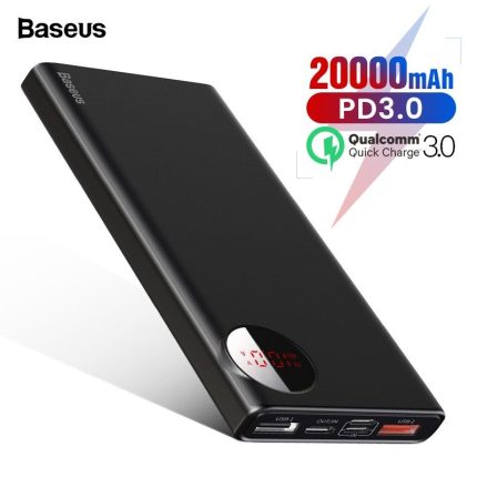 Baseus Mulight 20000mAh Power Bank USB PD Fast Charging Powerbank Quick Charge 3.0 External Battery