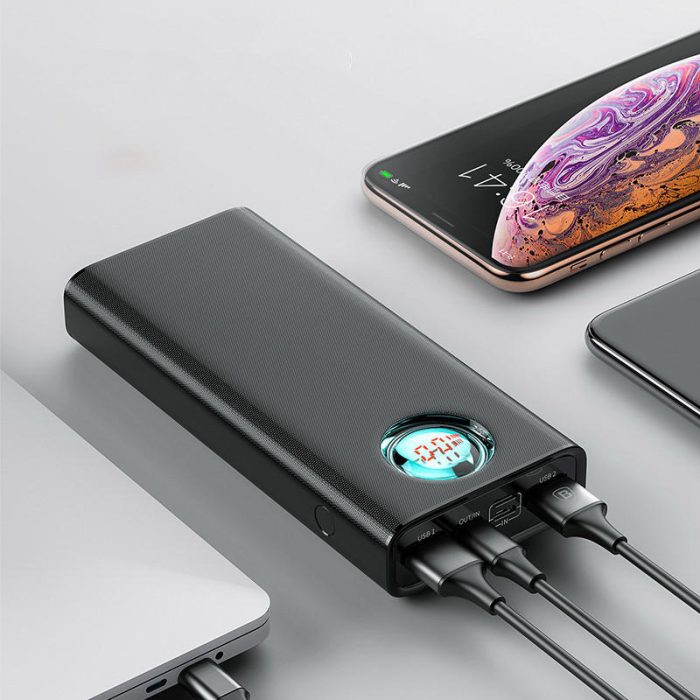Baseus Amblight Quick Charge 3.0 Type C PD Fast Charge Power Bank 20000 mAh Portable Battery Charger External Powerbank