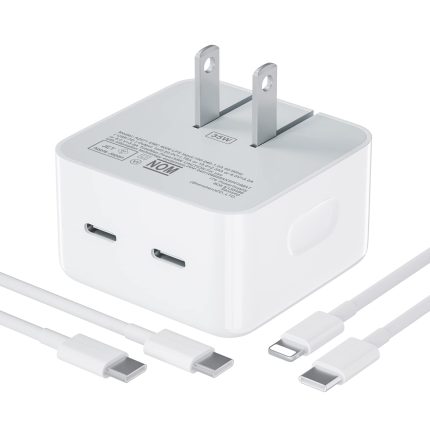 2 Pin (Us Pin) 50w Usb-C+C Power Adapter With Usb-C To Lightening Cable