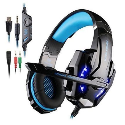 KOTION EACH G9000 3.5mm Gaming Headphones Stereo Earphone Headset with Mic LED Light for Laptop Tablet - PS4 Gamepad - Blue