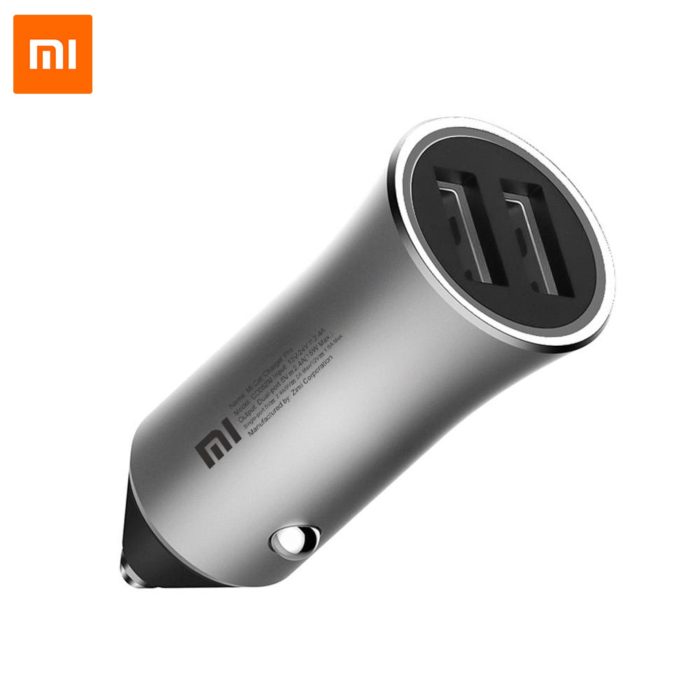 Xiaomi Mi Car Charger Dual USB Quick Charge 5V-2.4A 9V-2A 12V-1.5A Max 18W Fast Charge Edition With LED Light Tips