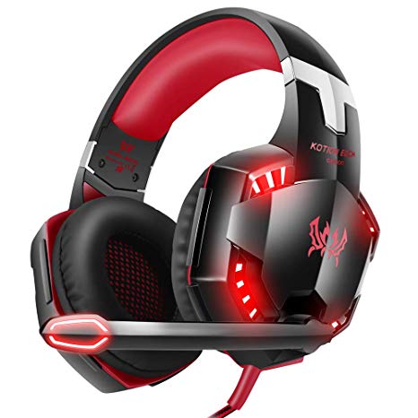 KOTION EACH G9000 3.5mm Gaming Headphones Stereo Earphone Headset with Mic LED Light for Laptop Tablet - PS4 Gamepad - Red