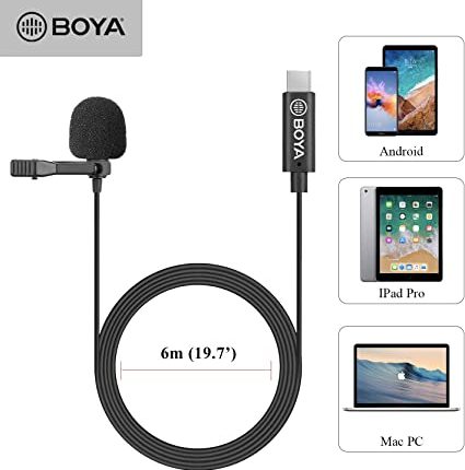 BOYA BY-M3 Lavalier Microphone Omnidirectional Digital 6 Meter Video Mic for Android USB Type-C