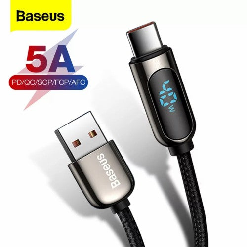 Baseus Digital Display Type C Fast Charging Data Cable 5A 2m