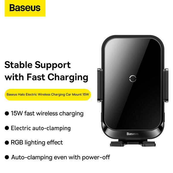 Baseus Halo Electric Wireless Charging Car Mount 15W