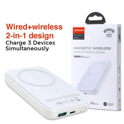JOYROOM JR-W020 Magnetic Wired + Wireless 2-in-1 10000MAH Power Bank