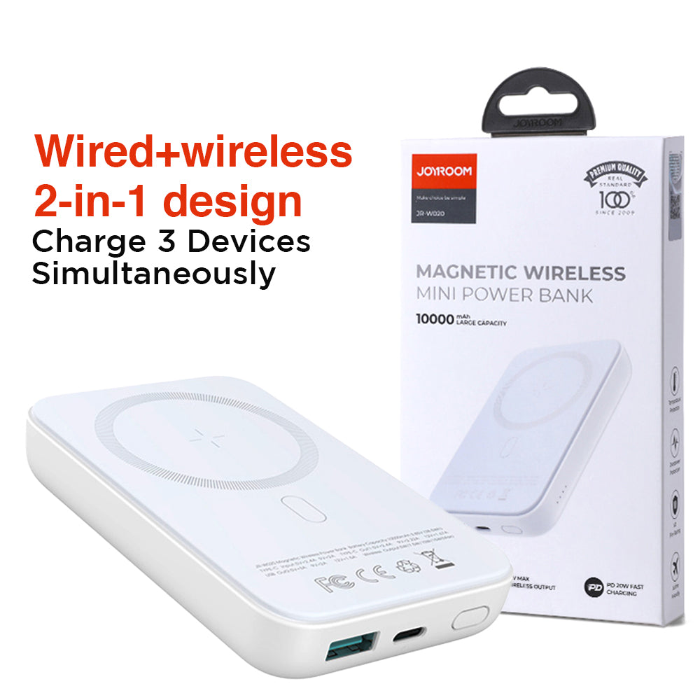JOYROOM JR-W020 Magnetic Wired + Wireless 2-in-1 10000MAH Power Bank