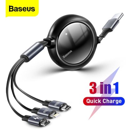 Baseus 3 in1 USB To Type C 100W Charging Cable With Apple – Micro – Type C – Charge Data