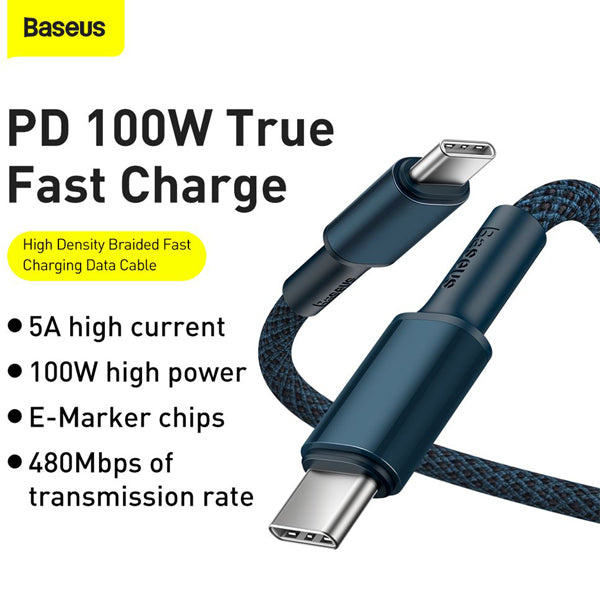 Baseus 100W Type-C To Type-C Fast Transmission Data Cable 5A 2 Meter