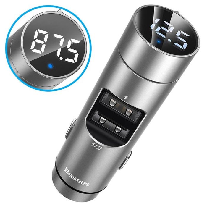 Baseus Energy Column Car Charger Wireless Bluetooth Handsfree FM Transmitter MP3 Player Receiver Dual USB Phone Charger