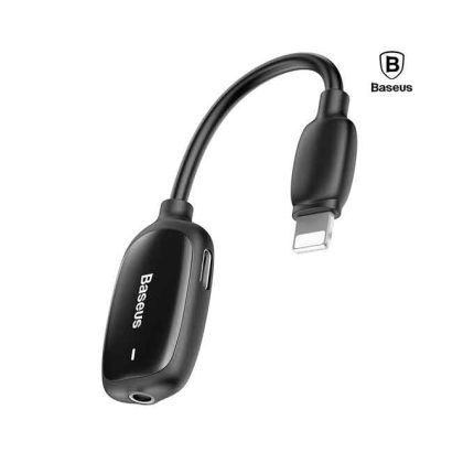 Baseus L51 3 in 1 iP Male to Dual iP & 3.5mm Female Adapter - Black