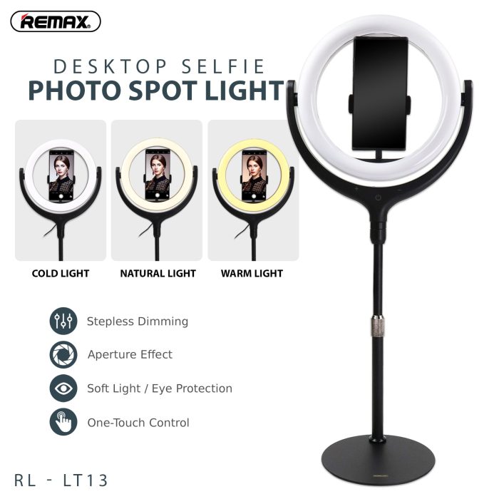 REMAX RL-LT13 Desktop Selfie Photo Spot Light 26cm Ring Light Photo Studio Beauty Fill Light Universal Cellphone Stand