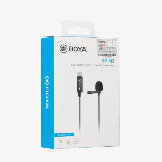 BOYA BY-M3 Lavalier Microphone Omnidirectional Digital 6 Meter Video Mic for Android USB Type-C