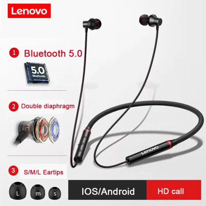 Lenovo HE05X Neckband Wireless Bluetooth 5.0 Earphones Sports Sweatproof Headset IPX5 with Mic Noise Cancelling