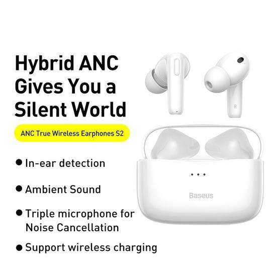 Baseus S2 TWS ANC True Wireless Earphones Bluetooth Support Wireless Charging Noise Reduction Active Noise Cancelling