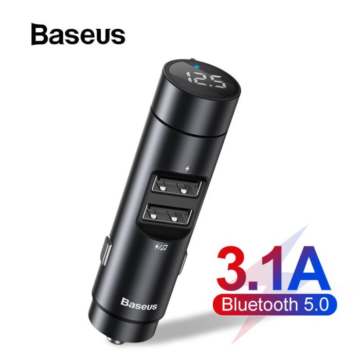 Baseus Energy Column Car Charger Wireless Bluetooth Handsfree FM Transmitter MP3 Player Receiver Dual USB Phone Charger