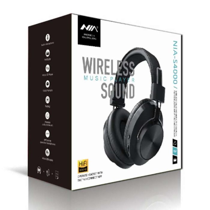 NIA S4000 Wireless Bluetooth Over The Ear Headphone with Mic