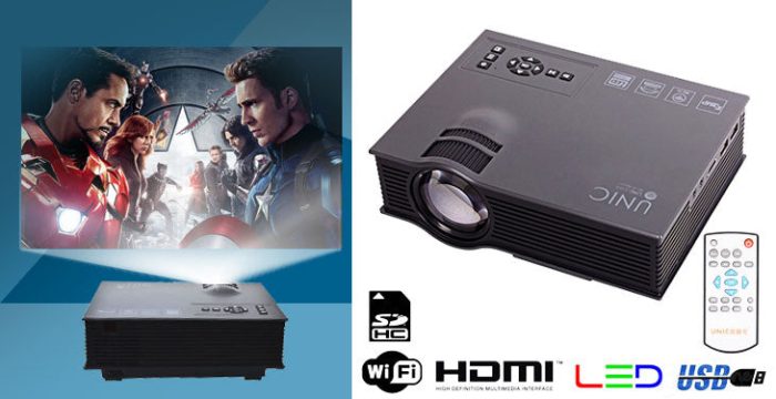 UNIC UC68 multimedia Home Theatre 1800 lumens led projector with HD 1080p Support Miracast Airplay