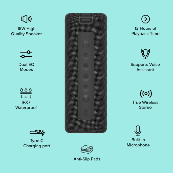 Xiaomi Mi Portable Bluetooth Speaker 16W TWS Connection High Quality Sound IPX7 Waterproof 13 hours playtime