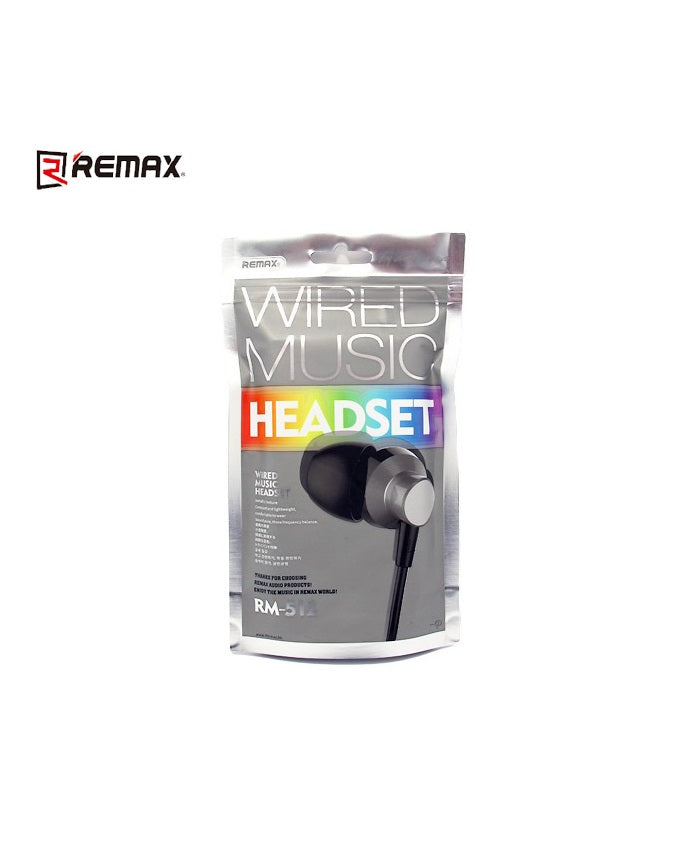Remax RM-512 Newest Stereo Wired Music Earphone with Microphone - Black
