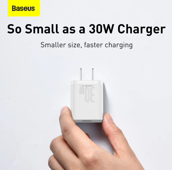 BASEUS Super Si 30W PD Mini Quick Wall Charger Travel Charger Type-C Port [US Plug]