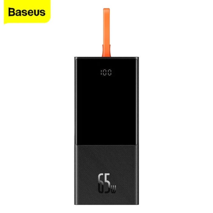Baseus Power Bank 20000mAh PD 65W Fast Charging Portable Battery Built cable PowerBank