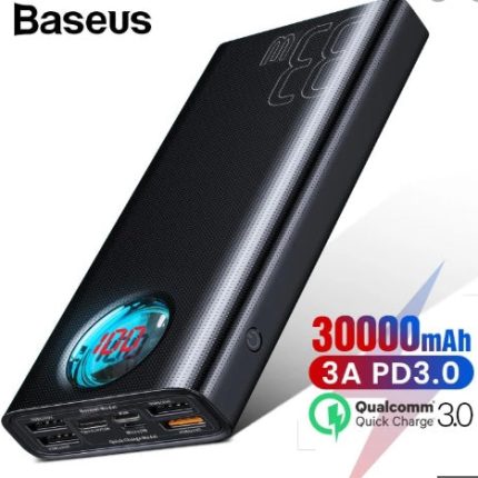 Baseus Amblight 30000mAh Power Bank Quick Charge 3.0 USB C PD Fast Charging Powerbank Portable External Battery Charger
