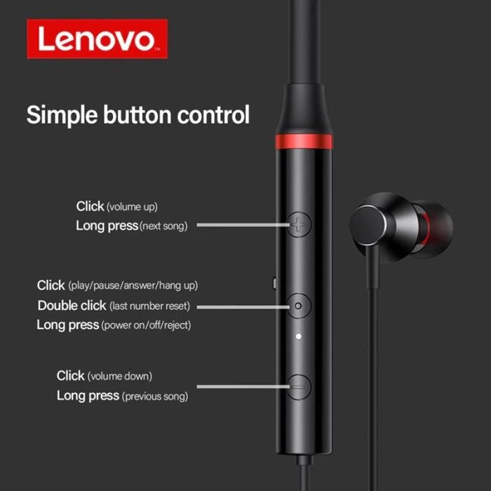 Lenovo HE05X Neckband Wireless Bluetooth 5.0 Earphones Sports Sweatproof Headset IPX5 with Mic Noise Cancelling