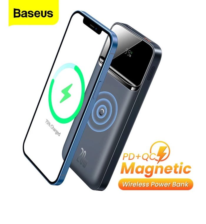 Baseus Magnetic Wireless Charger Power Bank 10000mAh PD 20W External Battery Portable Powerbank White