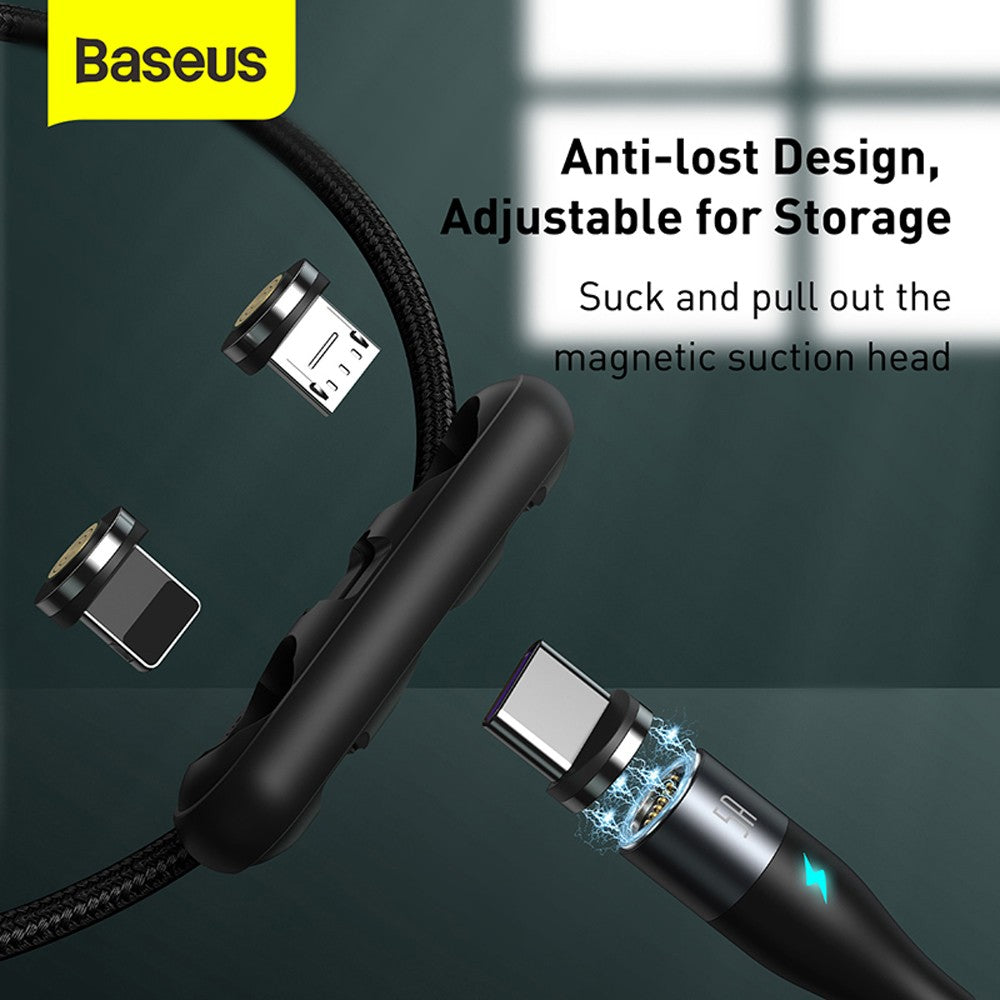 Baseus Zinc Magnetic Safe Fast Charging Data Cable USB to M + L + C 5A 1M - White