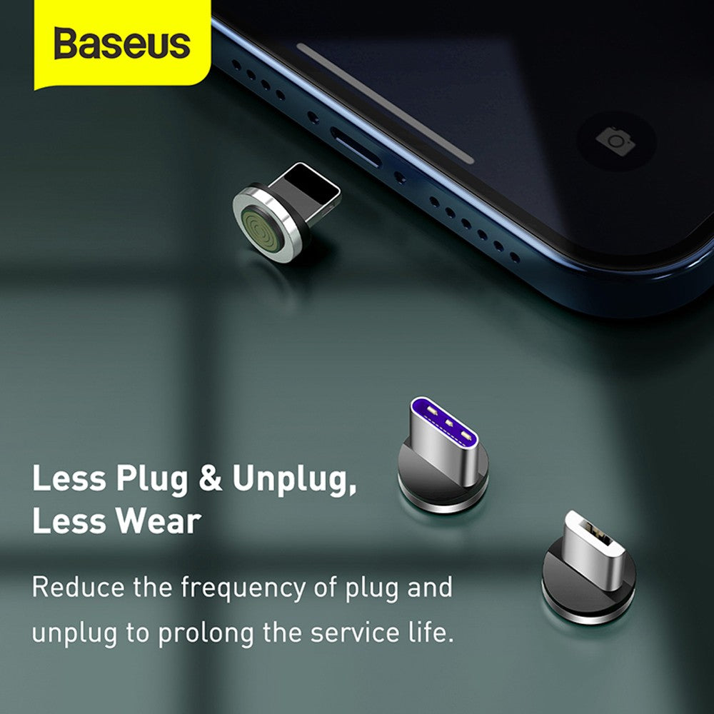 Baseus Zinc Magnetic Safe Fast Charging Data Cable USB to M + L + C 5A 1M - White