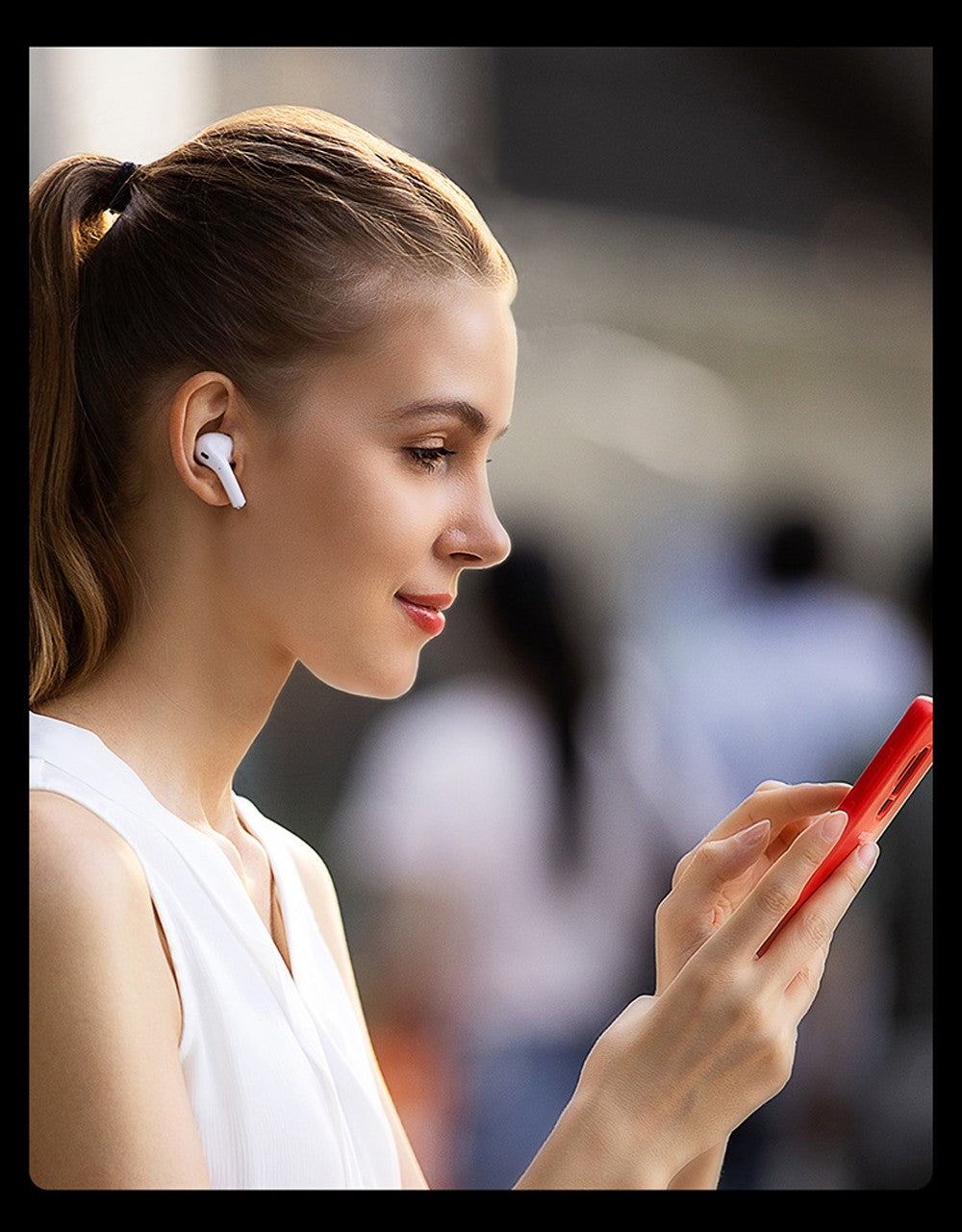 Baseus W3 TWS True Wireless Bluetooth Touch Earbuds Headphone Sound Control Waterproof Sports Noise Reduction Earphone Talking Long Standby Single Binaural Hi-Fi Audio Gaming Headset - Silk White