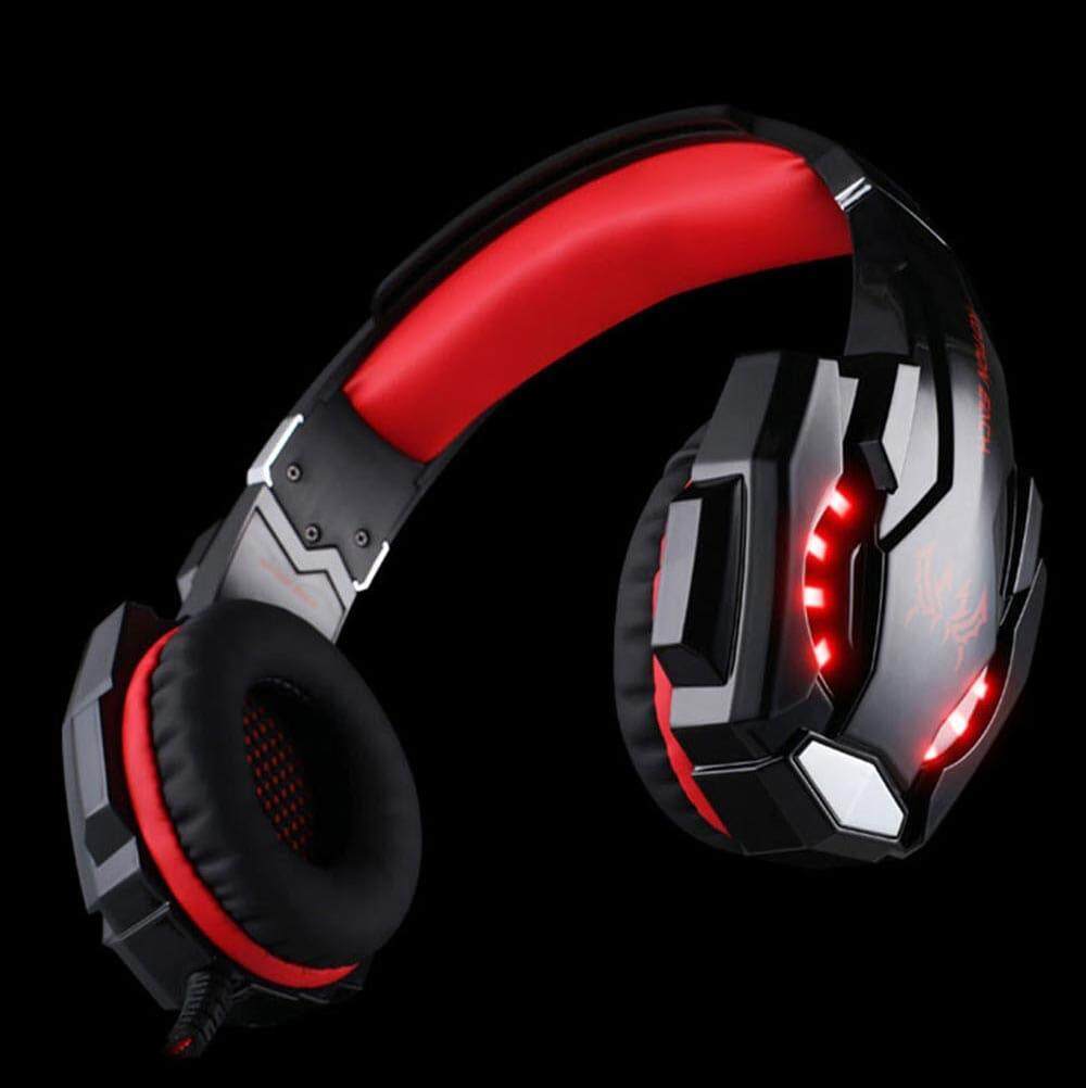 KOTION EACH G9000 Gaming Headphone 3.5mm Game Headset Headphone for PS4 with Mic LED Light- Red with Black